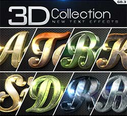 极品3D金属质感的PS图层样式：New 3D Collection Text Effects GO.3